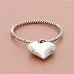 Silver Heart Charm Ring